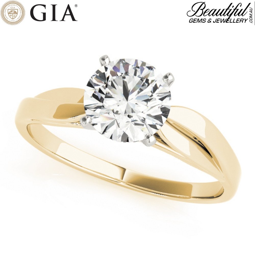 1ct E SI1 Round Brilliant Diamond Split Shank Engagement Ring ...